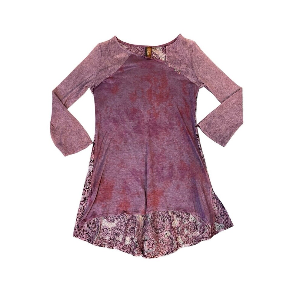 Anthropologie Aratta Silent Journey Boho Top Purple Tunic Women’s Sz Small